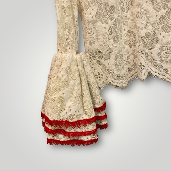 Alpha & Omega Lace Bell Sleeve Blouse - Picture 9 of 13